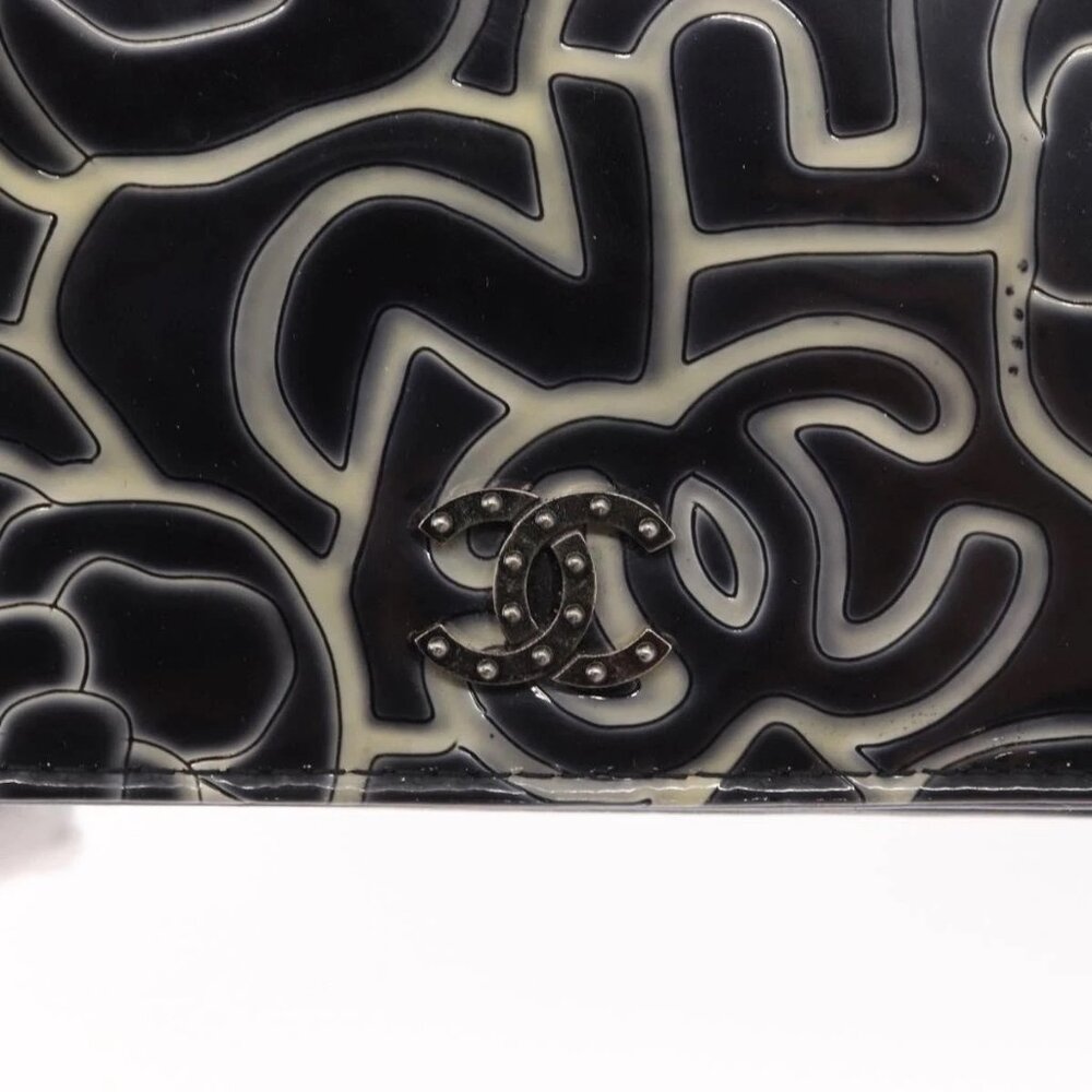 CHANEL Camellia COCO Mark Chain Wallet Patent leather Gray Silver CC Auth 159748 - Picture 13 of 16